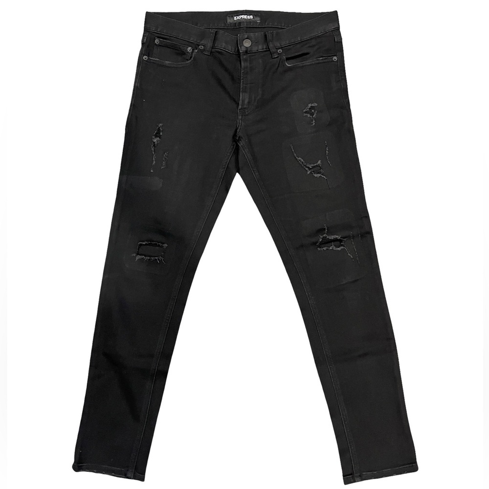 Express Black Skinny Distressed Jeans